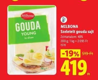 MILBONA Szeletelt gouda sajt