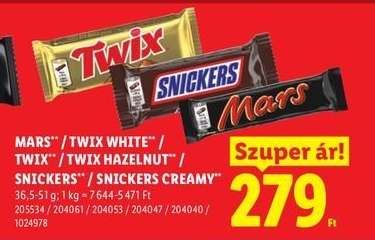 MARS® / TWIX WHITE® / TWIX® / TWIX HAZELNUT® / SNICKERS® / SNICKERS CREAMY®