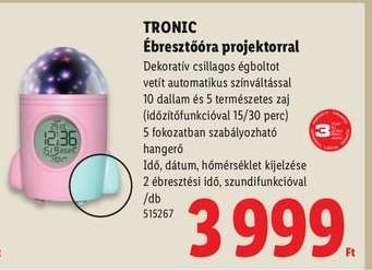 TRONIC Ébresztőóra projektorral