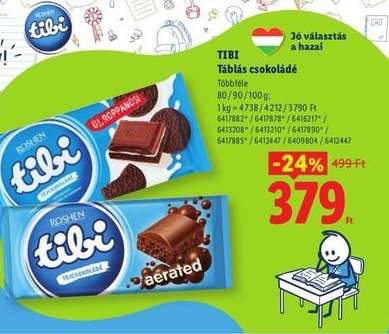 TIBI Táblás csokoládé