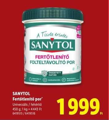 Sanytol fertőtlenítő por