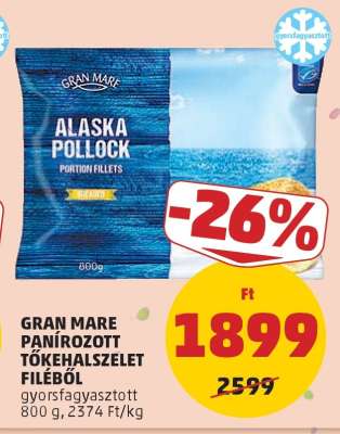 GRAN MARE PANÍROZOTT TŐKEHALSZELET FILÉBŐL