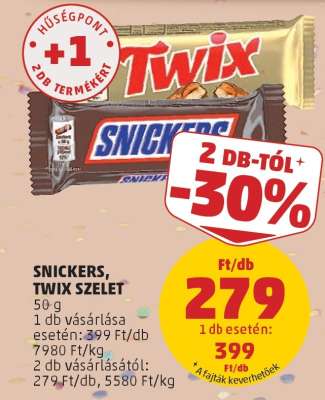 Snickers, Twix szelet