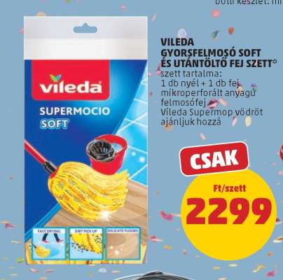 Vileda Gyorsfelmosó Soft és Utántöltő Fej Szett