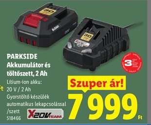 PARKSIDE Akkumulátor és töltőszett, 2 Ah