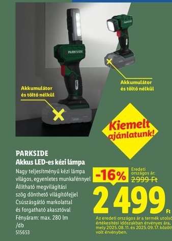 PARKSIDE Akkus LED-es kézi lámpa