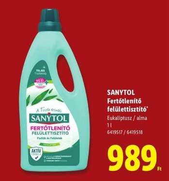Sanytol fertőtlenítő felülettisztító
