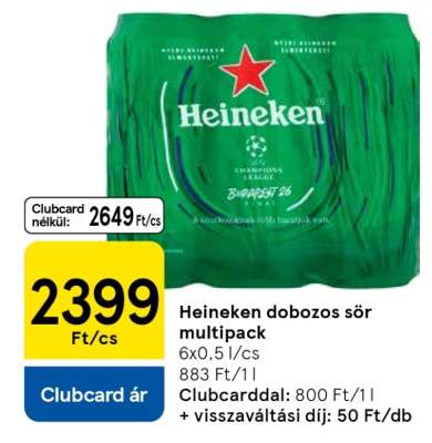 Heineken dobozos sör multipack