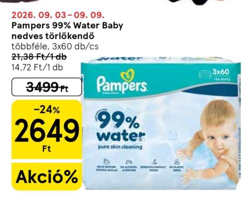 Pampers 99% Water Baby nedves törlőkendő