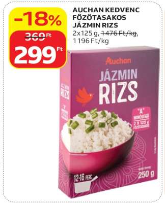AUCHAN KEDVENC FŐZŐTASAKOS JÁZMIN RIZS
