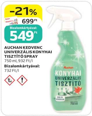 AUCHAN KEDVENC UNIVERZÁLIS KONYHAI TISZTÍTÓ SPRAY