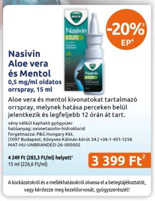 Nasivin Aloe vera és Mentol