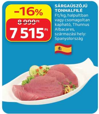 Sárgaúszójú tonhalfilé