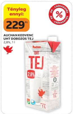 AUCHAN KEDVENC UHT DOBOZOS TEJ