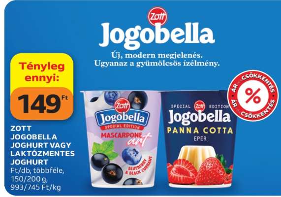 Zott Jogobella Joghurt vagy Laktózmentes Joghurt