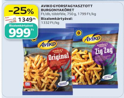 AVIKO GYORSFAGYASZTOTT BURGONYAKÖRET