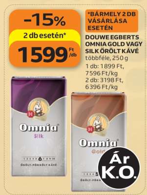 Douwe Egberts Omnia Gold vagy Silk őrölt kávé