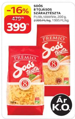 Soós 8 tojásos száraztészta