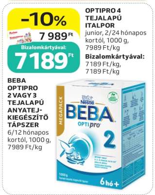BEBA OPTIPRO 2 VAGY 3 TEJALAPÚ ANYATEJ-KIEGÉSZÍTŐ TÁPSZER