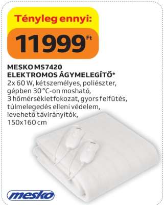 MESKO MS7420 ELEKTROMOS ÁGYMELEGÍTŐ