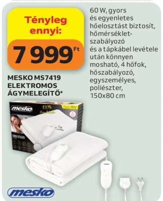 MESKO MS7419 ELEKTROMOS ÁGYMELEGÍTŐ