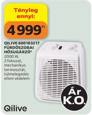 QILIVE 600183217 FÜRDŐSZOBAI HŐSUGÁRZÓ