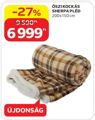 Őszi Kockás Sherpa Pléd
