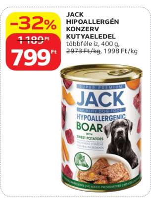 JACK HIPOALLERGÉN KONZERV KUTYAELEDEL