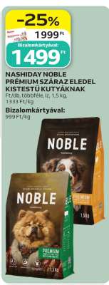 NASHIDAY NOBLE PREMIUM SZÁRAZ ELEDEL KISTESTŰ KUTYÁKNAK