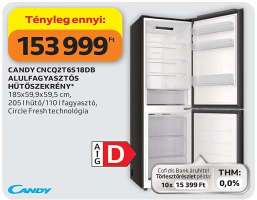 CANDY CNCQ2T6S18DB ALULFAGYASZTÓS HŰTŐSZEKRÉNY