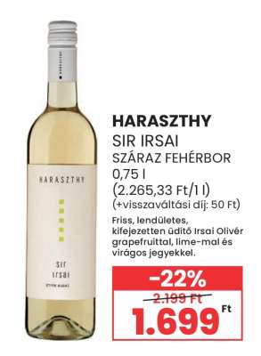Haraszthy Sir Irsai Száraz Fehérbor