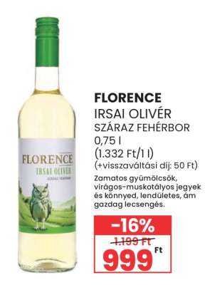 FLORENCE IRSAI OLIVÉR SZÁRAZ FEHÉRBOR