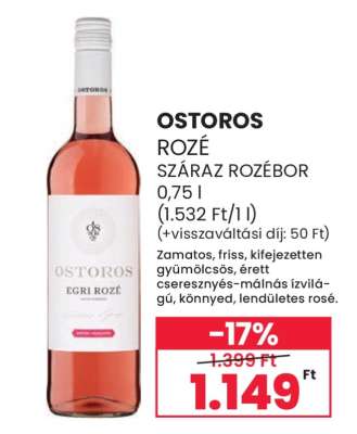 OSTOROS ROZÉ SZÁRAZ ROZÉBOR
