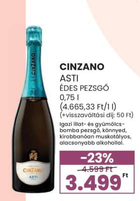 CINZANO ASTI ÉDES PEZSGŐ