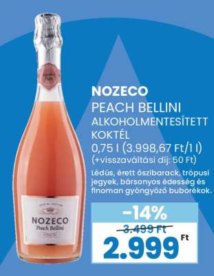 NOZECO PEACH BELLINI ALKOHOLMENTESÍTETT KOKTÉL