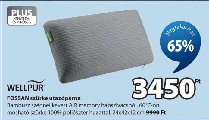 WELLPUR FOSSAN szürke utazópárna