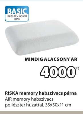 RISKA memory habszivacs párna