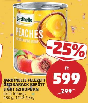 Jardinelle felezett őszibarack befőtt light szirupban