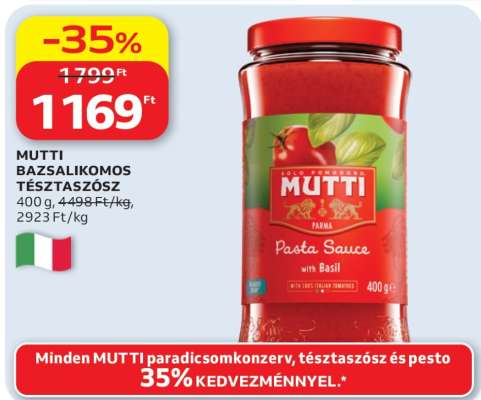 MUTTI Bazsalikomos Tésztaszósz