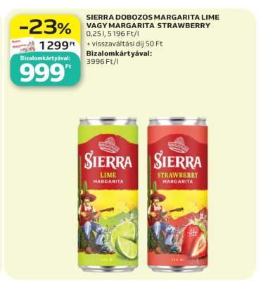 SIERRA DOBOZOS MARGARITA LIME VAGY MARGARITA STRAWBERRY
