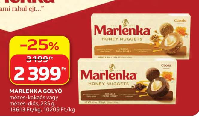 MARLENKA GOLYÓ mézes-kakaós vagy mézes-diós