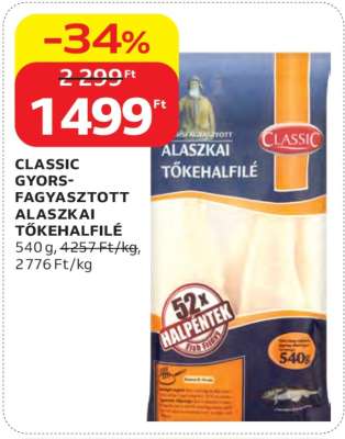 CLASSIC GYORS-FAGYASZTOTT ALASZKAI TŐKEHALFILÉ