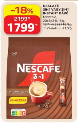 NESCAFÉ 3IN1 VAGY 2IN1 INSTANT KÁVÉ