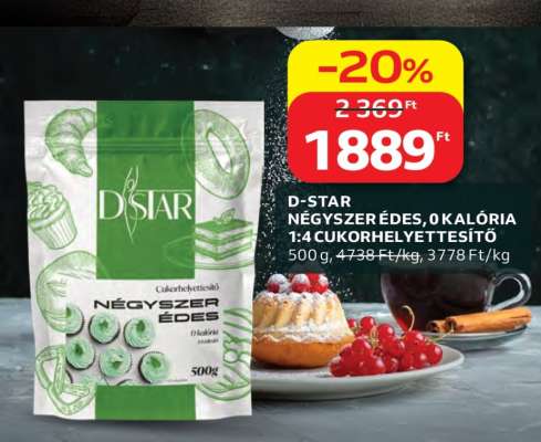 D-STAR Négyszer Édes, 0 kalória 1:4 cukorhelyettesítő