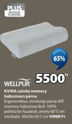 WELLPUR KVINA szürke memory habszivacs párna