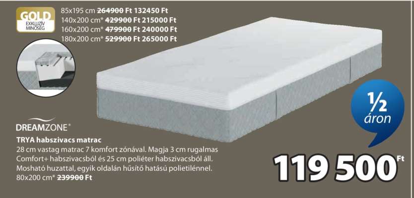 DREAMZONE TRYÁ habszivacs matrac