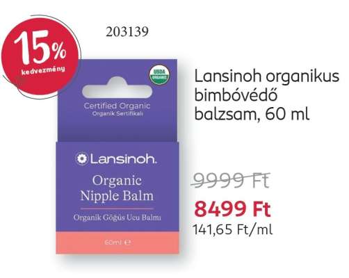 Lansinoh organikus bimbóvédő balzsam, 60 ml