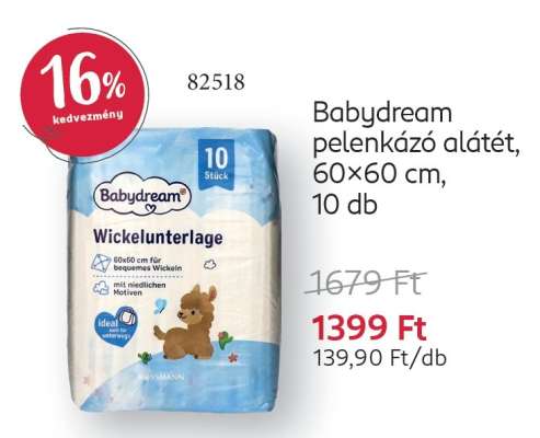 Babydream pelenkázó alátét, 60×60 cm, 10 db