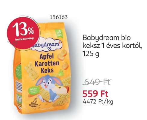 Babydream bio keksz 1 éves kortól, 125 g