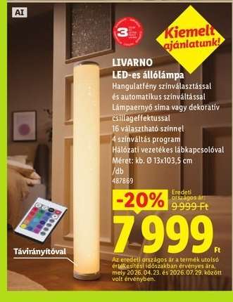 Livarno LED-es állólámpa
